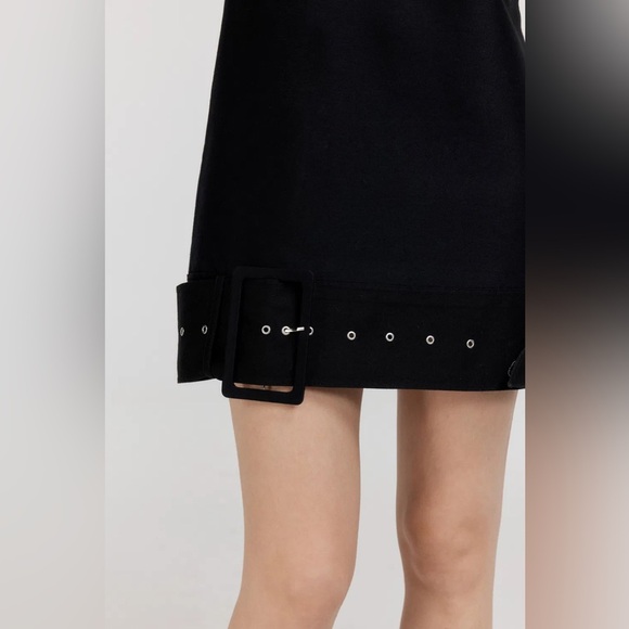 Valeska Valentina Jasso Collado w/ Fabrique Caspian Buckle Dress Wool Silk Blend - Picture 4 of 16